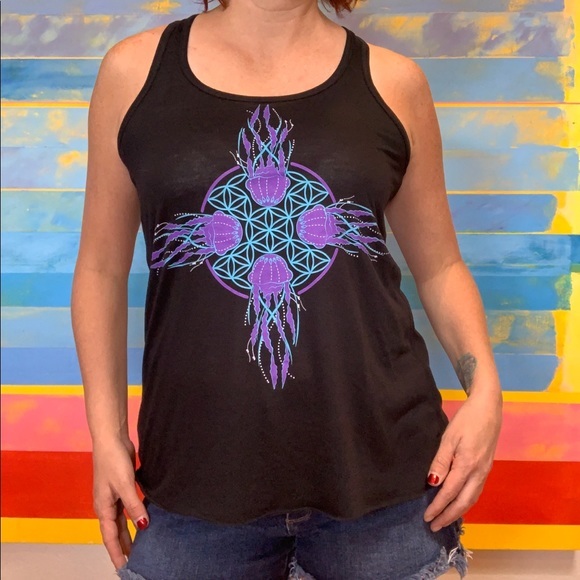 MY DESIGN Zia Flower of Life Jellyfish Flowy Tank - Picture 2 of 12